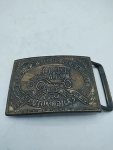 Hebilla de cinturón Henry Ford vintage latón modelo T automóvil Detroit Michigan 4"x2" - Imagen 1 de 6
