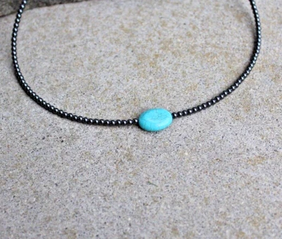 Мужской серфер бирюзовый бисером ожерелье ошейник бисером ожерелье с застежкой омара - Изображение 1 из 4