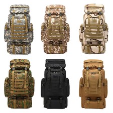80L Outdoor Camping Bag Military Backpack Tactical Hiking Trekking Rucksack~
