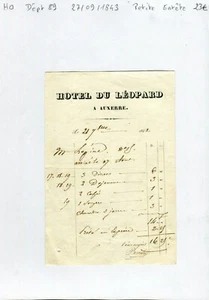 Dépt 89 - Auxerre - Petite Entête de l'Hotel du Léopard du 21/09/1843 - Picture 1 of 1