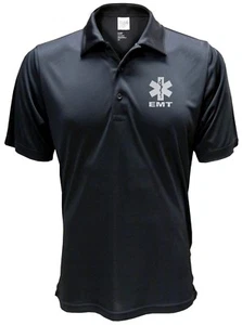 EMT Black Polo REFLECTIVE design, Performance Polo, moisture wicking technology - Picture 1 of 4
