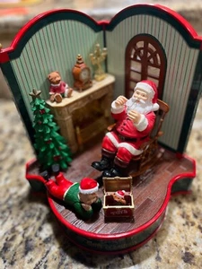 Maisto Animated Musical Santa Rocking By Fireplace Lights Up - Picture 1 of 11