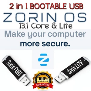 Zorin OS 13.1 USB  2-in-1 Drive Live Boot Lite & Core GUI- Same Day Shipping USA - Picture 1 of 2