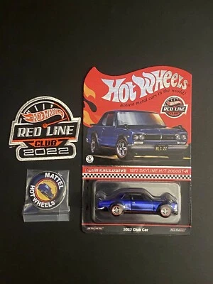 Skyline H/T 2000GT-R azul Hot Wheels RLC Club Exclusive 1972. Parche Pin. Nuevo. Foto 1 de 4
