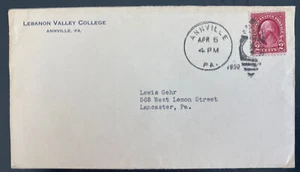 1930 Annville PA Usa Normal School stationery Cover to Lancaster - Picture 1 of 2