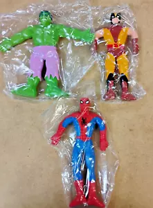 VINTAGE 1989 MARVEL BENDY'S HULK, WOLVERINE & SPIDER-MAN DI JUST TOYS SIGILLATO/NUOVO - Foto 1 di 5