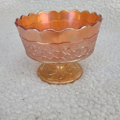 Fenton Marigold Carnival Comopote Peacock Tail w/Crackle - Image 1 of 4