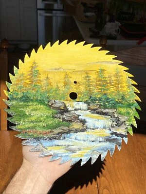 William Fritzsch Jr (1939-2018) Oil On Saw Blade Forest River Stream Landscape - Image 1 of 4