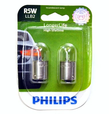 Philips LongerLife R5W 5W duas lâmpadas capô baía do motor substituição estoque original de fábrica - Imagem 1 de 4