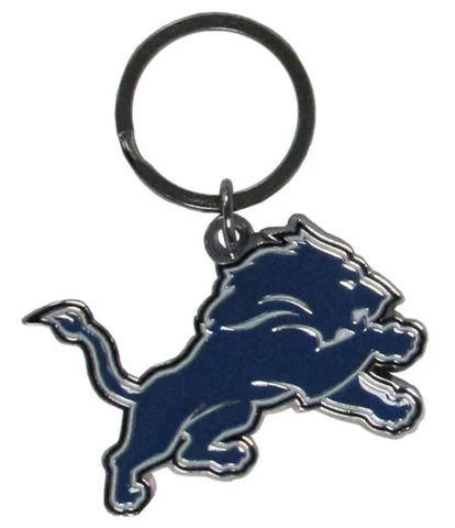 Detroit Lions NFL Metal Chrome Logo Cut Keychain Car Auto Cover