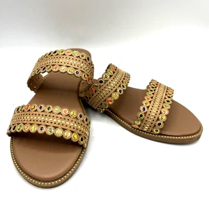 Kensie Womens Mina Sandals Tan Embellished Size 8M New - Picture 1 of 8