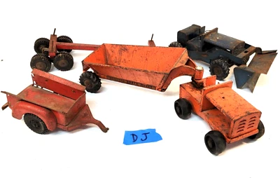 Vintage Structo Construction Equipment Bull Dozer Loader Earth Mover Trailer Lot - Image 1 of 4