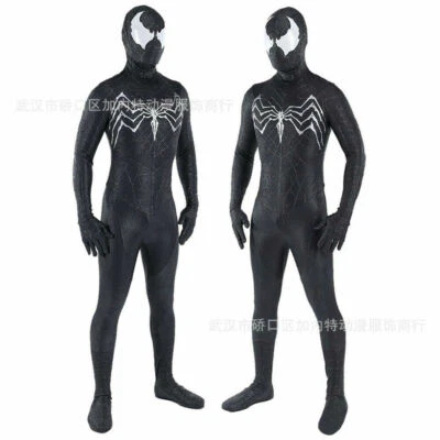 Upgraded Black Venom Spiderman Jumpsuit 3D Bodysuit Cosplay Costume Halloween UK - Image 1 of 4