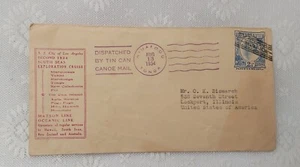 Bismark 1934 Niuafoou Tonga Tin Can Canoe Mail SS City of Los Angeles Envelope - Picture 1 of 3