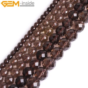 Natural Stone AAA Faceted Brown Smoky Quartz Loose Beads Jewelry Making 15" - Picture 1 of 35
