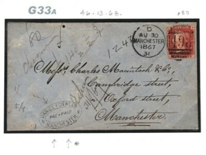 GB Cover Manchester FORWARDING AGENT *Pre-paid* Super Strike 1867 {samwells}G33a - Picture 1 of 6