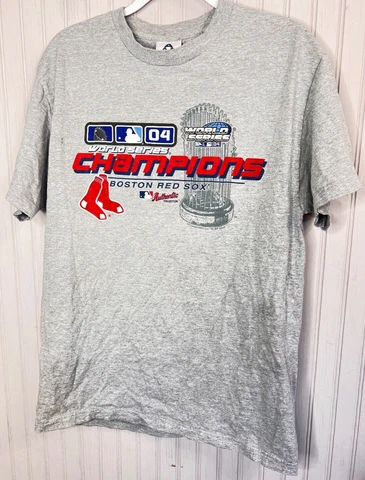 MLB Boston Red Socks Mens  TSHIRT L Heather Gray 2004 World Series Champions Tee Cover