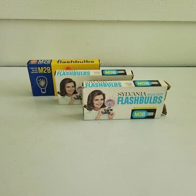 Three Boxes Of 12 Each 36 Total Blue Flash Bulbs Sylvania M3B GE M2B Camera  - Image 1 of 4