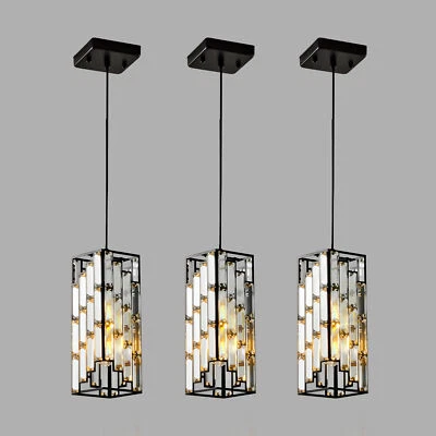 3pcs Crystal Prism Chandelier Pendant Light Kitchen Island Ceiling Lamp Fixture - Image 1 of 4