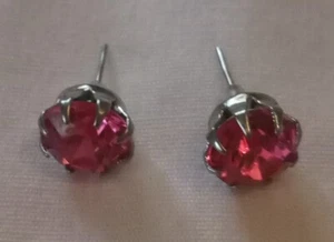 Pink Stud Earrings Women's Simulated Birthstone Pierced Ships Free - Picture 1 of 13