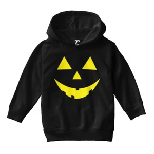 Pumpkin Face - Jack O' Lantern Yellow Halloween Spooky Toddler/Youth Hoodie - Picture 1 of 12