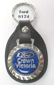 Blue Ford CROWN VICTORIA Royal Classic 8174 Leather Chrome Key Ring 2019 2020 - Foto 1 di 5