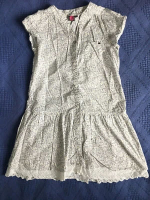Robe KIABI/BILOOK 🦋 Blanc/Gris/Jaune dentelle boutons poche 🦋 Taille 14 ans - Photo 1/3
