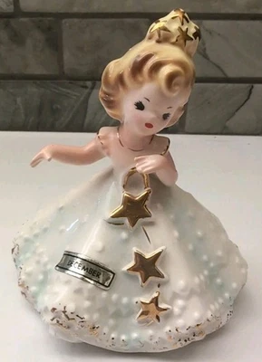 Muñeca Vintage Josef Original Cumpleaños Niña del Mes Diciembre con Estrellas Doradas Foto 1 de 4