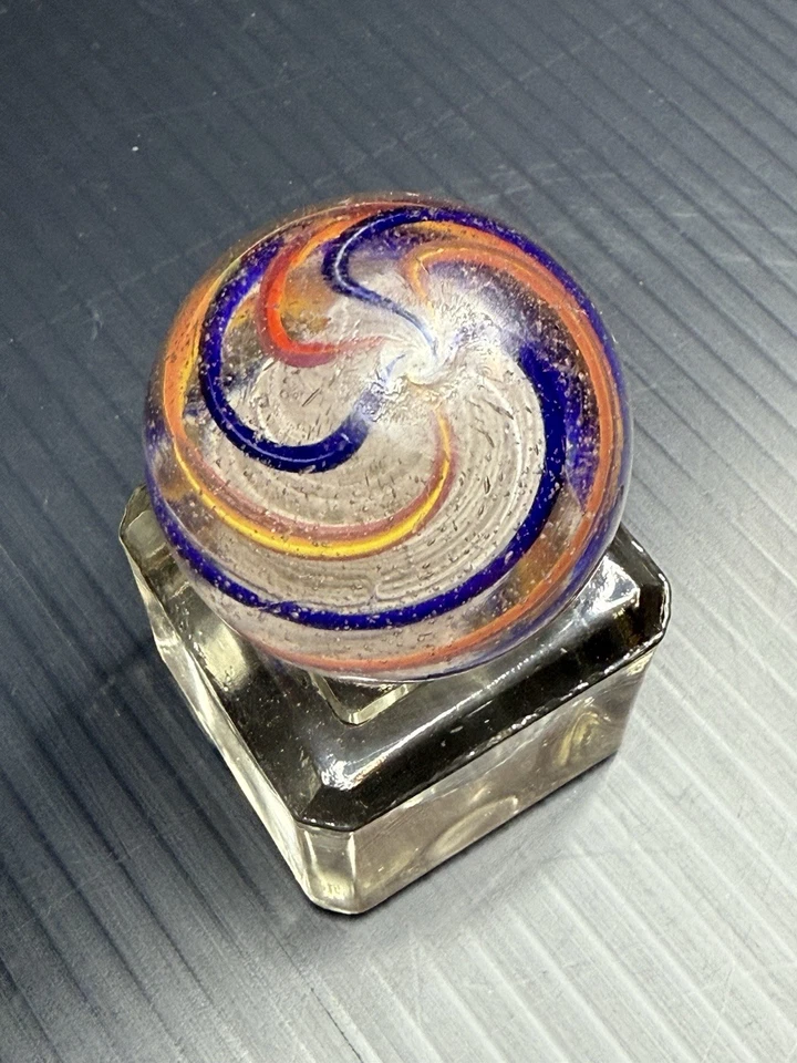 BANDAS LATTICINIO VINTAGE GRANDES DE MÁRMOL ALEMÁN, AMARILLO, AZUL, NARANJA 1 3/4 Foto 1 de 4