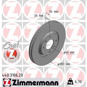 Zimmermann OE Coat Z Brake Rotor Pair 283mm Front 440.3106.20 - Picture 1 of 1