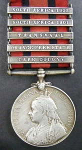 GB Original Medal: Boer War QSA CC OFS Tvl SA 1901 SA 1902, Bond 112 Coy Imp Yeo - Picture 1 of 4