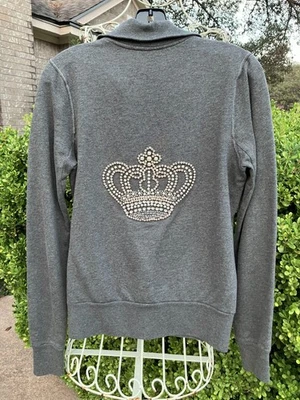 TWISTED HEART GREY w/SWAROSKI CRYTALS & PEARLS JACKET Sz M - Image 1 of 4