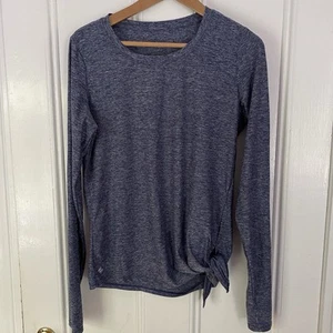 Nicole Miller Active blaues Oberteil Langarm zum Binden @ Hüfttraining Athleisure Damen L - Bild 1 von 6