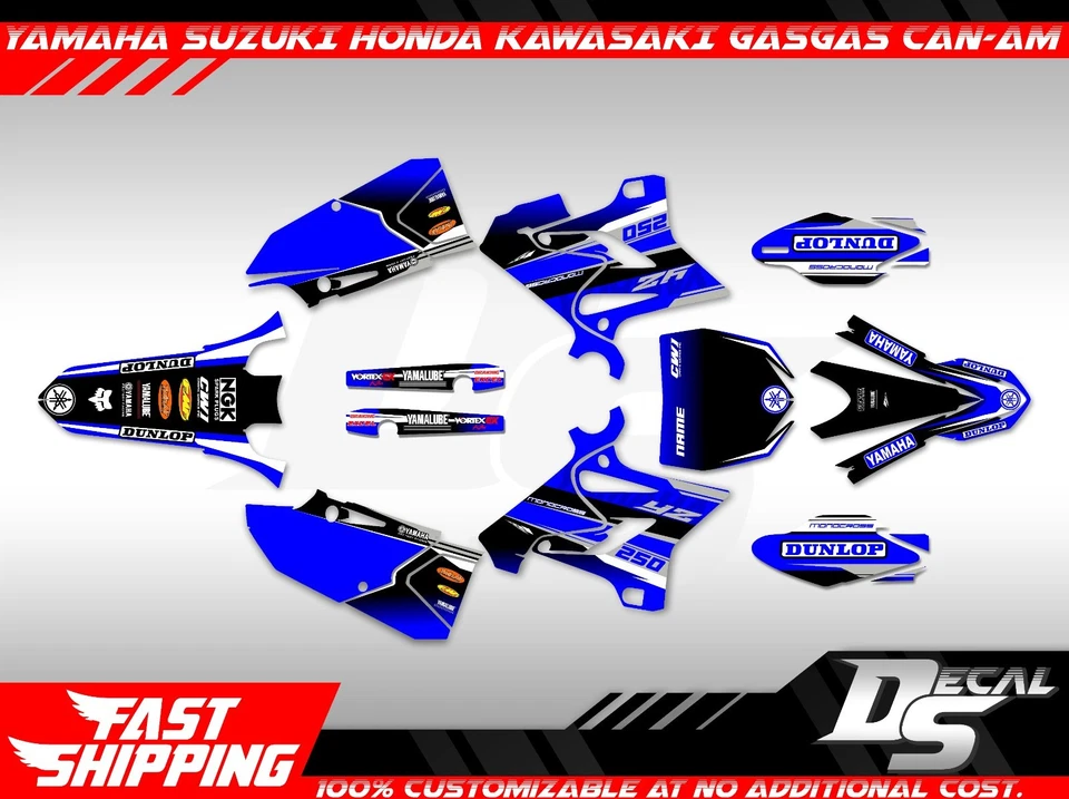 Se adapta a Yamaha YZ 125 250 MX Motocross 2015 2016 2017 2018 2019 2021 kit gráfico Foto 1 de 4