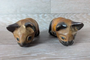Vintage Carved Wooden Cat Shelf Sitters 6 inch Ornaments - Used Good Pls Read - Picture 1 of 16