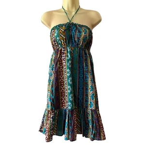 I ❤️ H 81 Multicolor Cotton Striped Print Strapless Sundress Juniors Size Medium - Picture 1 of 12