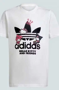 Adidas Hello Kitty -Sanrio T Shirt Kids Size Large (13-14 Years) White And Pink - Picture 1 of 4
