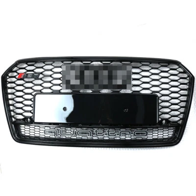 Fits Audi A7 S7 Grille RS7 Style W/Quattro Black Ring Front Mesh Grill 2016-2018 - Image 1 of 4