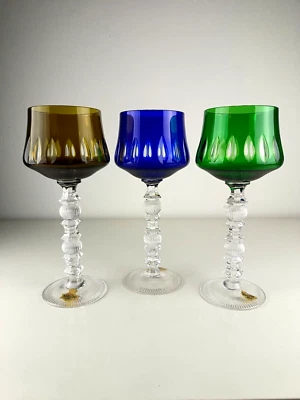 Römergläser Joska Weingläser Pokal Kristall Überfang 3 Stück Bunt - Bild 1 von 4