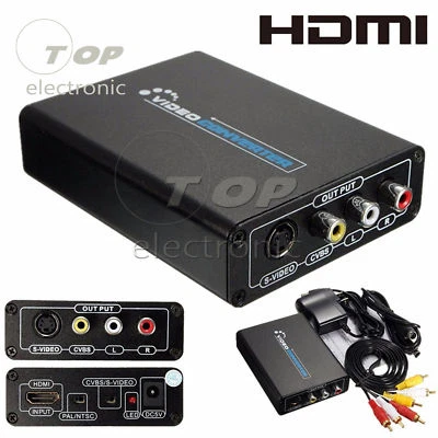 GCSUPERMARKET 1080P HDMI To 3 RCA AV CVBS Composite S-Video Audio Video Converter Adapter