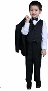 Pink Promise Boy Black 5-Piece Formal Dress Suit Tuxedo Set with Tie, 4 - Picture 1 of 2