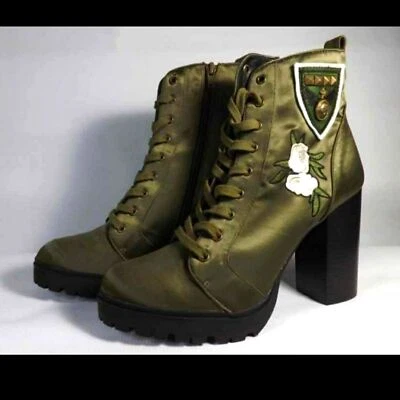 Steve Madden Laurie Floral Combat Boots Army Green Size 8 - Image 1 of 4