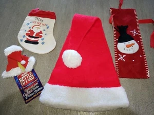 LOTE DE NAVIDAD SOMBRERO DE SANTA LARGO BOTELLA BOLSA RIBETE MAX MEDIAS LINDO! - Imagen 1 de 1