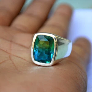 Amazing Tourmaline Quartz 925 Sterling Silver Handmade Unisex Gift Ring - Picture 1 of 7