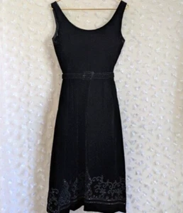 Vintage Cocktailkleid schwarz Samt XS Perlen Gürtel 60er Jahre Abend Glam edel - Bild 1 von 7