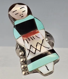 Theresa Waseta Zuni Ring Sterlingsilber Türkis-Inlay Maisjungfer Größe 5,25 - Bild 1 von 3