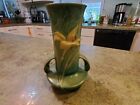 Vintage Beautiful Green Handled Pottery Vase ROSEVILLE 131-7 Lily 7.25" Tall