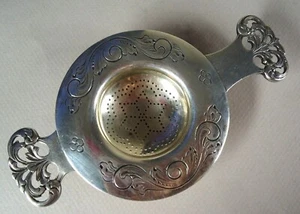 Rare Antique 830 Silver Tea Strainer by Julius Frisenberg, Norway, 80.4grams - Picture 1 of 6