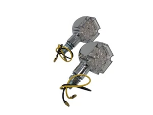 Highway Hawk Paar Blinker Malteserkreuz Mit LEDs Chrom M8 Gewinde Motorrad - Bild 1 von 4