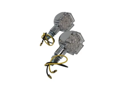 Highway Hawk Paar Blinker Malteserkreuz Mit LEDs Chrom M8 Gewinde Motorrad - Bild 1 von 4